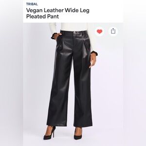 Tribal Vegan Leather Wide-Leg Pleated Pants – Size 8